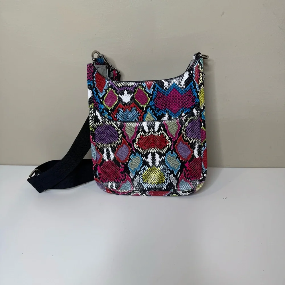 Ahdorned Mini Vegan Leather Messenger Crossbody Bag Multi Reptile Pattern - Picture 5 of 11